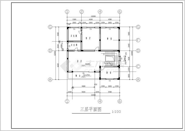 某桩基础三层砖混结构别墅结构施工图(含建筑)-图一