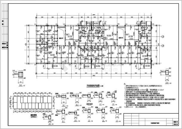 六层筏板基础砖混结构住宅楼结构施工图-图二