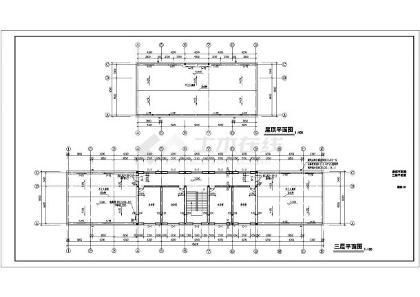 某1166平三层希望小学教学楼建筑施工图-图二