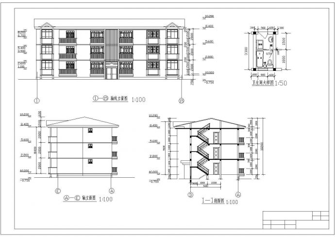 [施工图][毕业设计]云南某三层住宅楼建筑设计cad扩初图（2724平方米）_图1