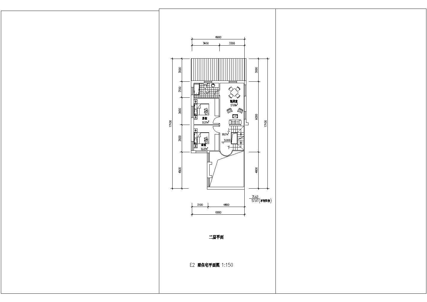 某三层独栋别墅户型图（北入口、194平方米、大户型）