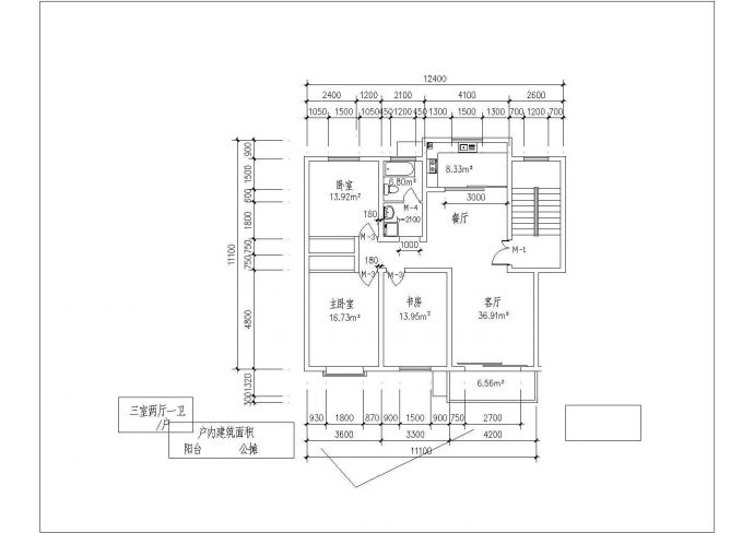 120-150平方米多层住宅建筑cad户型图_图1
