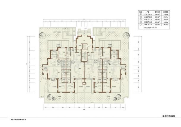 [沈阳]某五层花园洋房户型平面图（三室两厅四卫、240-250平方米）-图二