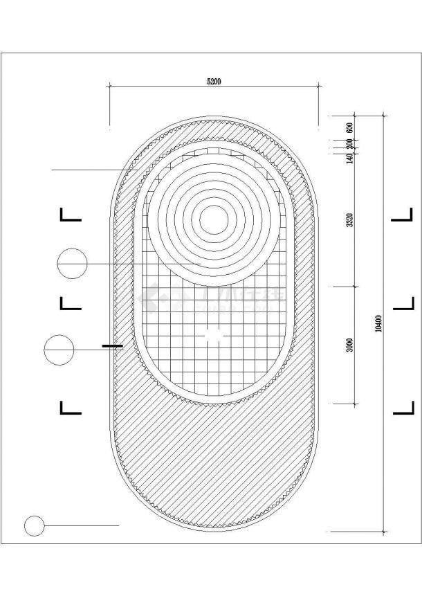 扬州市阳山文化公园内部跌水池施工设计CAD图纸-图二