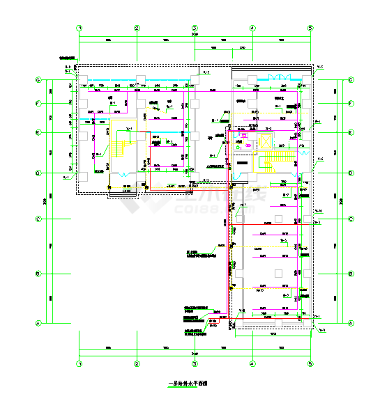 7层酒店给排水施工平面CAD图-图二