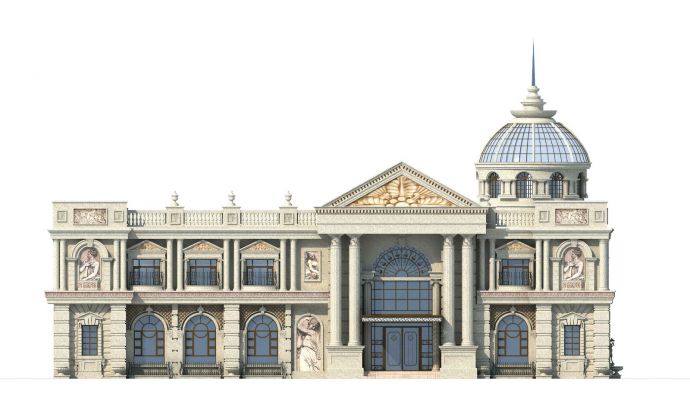 某二层欧式会所建筑方案图（含效果）_图1