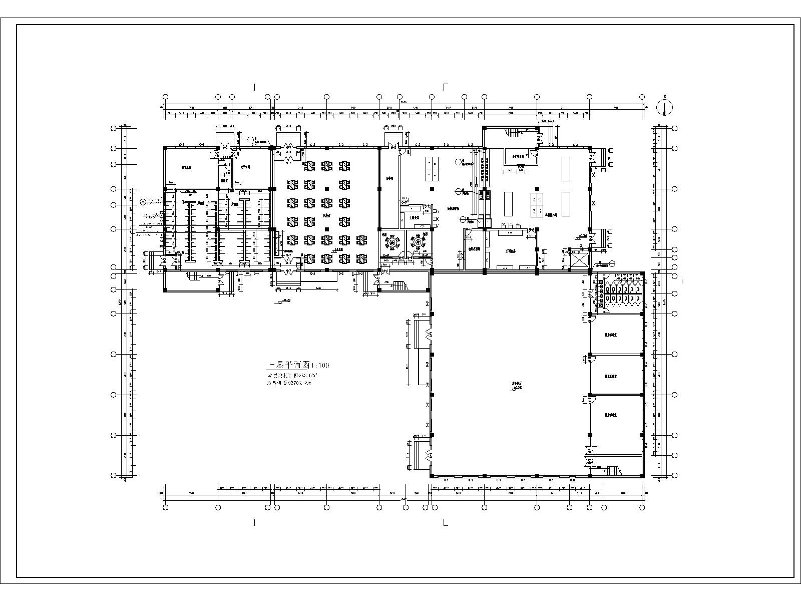 [新疆]某公司3703.39㎡二层食堂建筑扩初图
