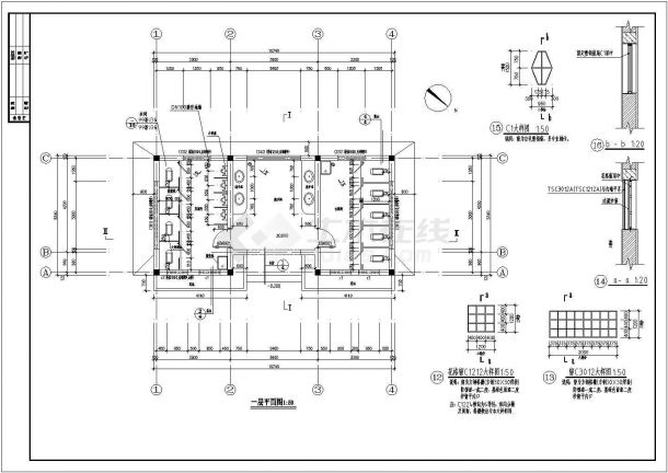 某公共厕所建筑方案设计图（标注详细）-图二
