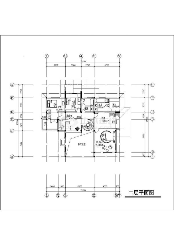 法式风格舒适二层别墅建筑设计图纸-图二