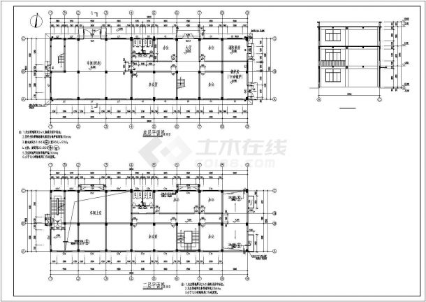 某地三层综合楼建筑施工图（框架剪力墙.12.9米高）-图二
