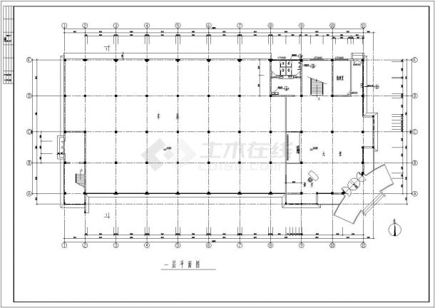 某4542平方米三层框架办公楼建筑及结构图纸（含施工组织设计）-图二