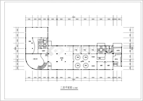 某八层宾馆建筑cad方案图（初设图、总面积7251㎡）-图一
