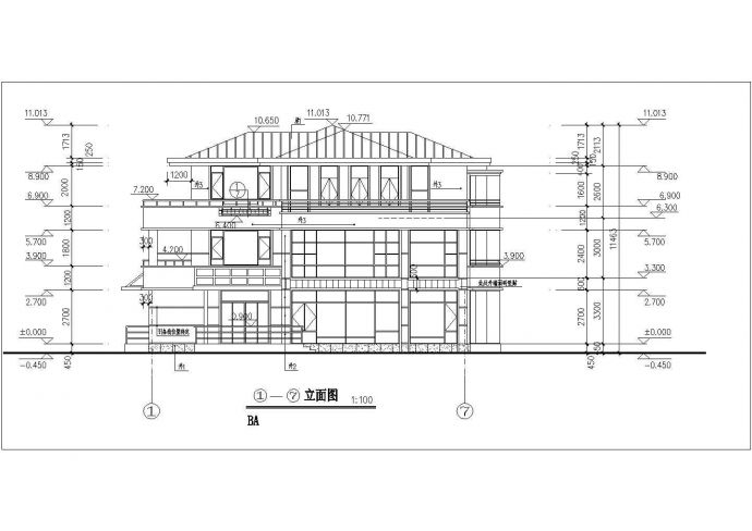 某地现代三层自建别墅建筑设计方案图_图1