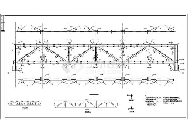 某89米钢桁架走廊结构施工图（7度抗震）-图一