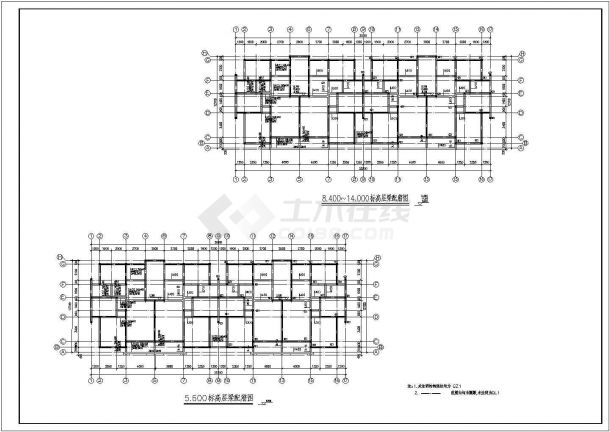 六层条形基础砖混结构住宅楼结构施工图（7度抗震）-图二