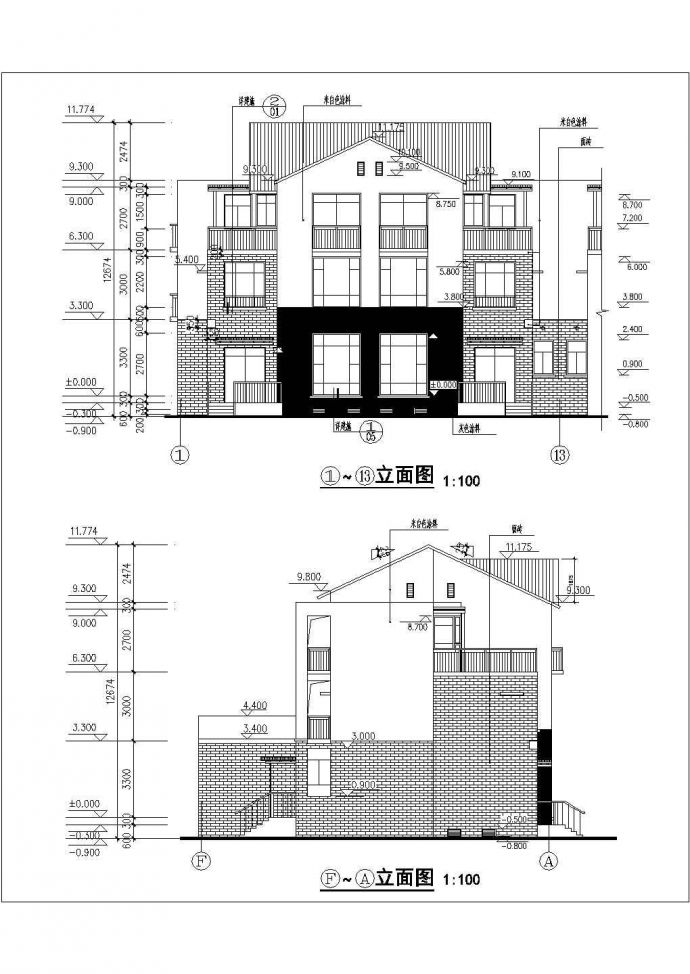 某地时尚高档三层别墅建筑设计图纸_图1