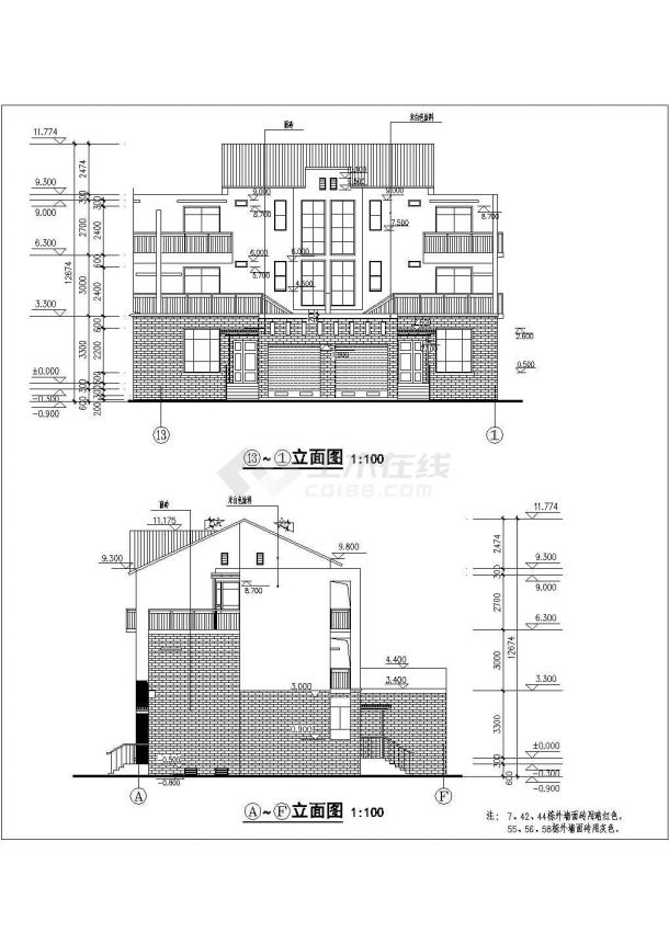 某地时尚高档三层别墅建筑设计图纸-图二