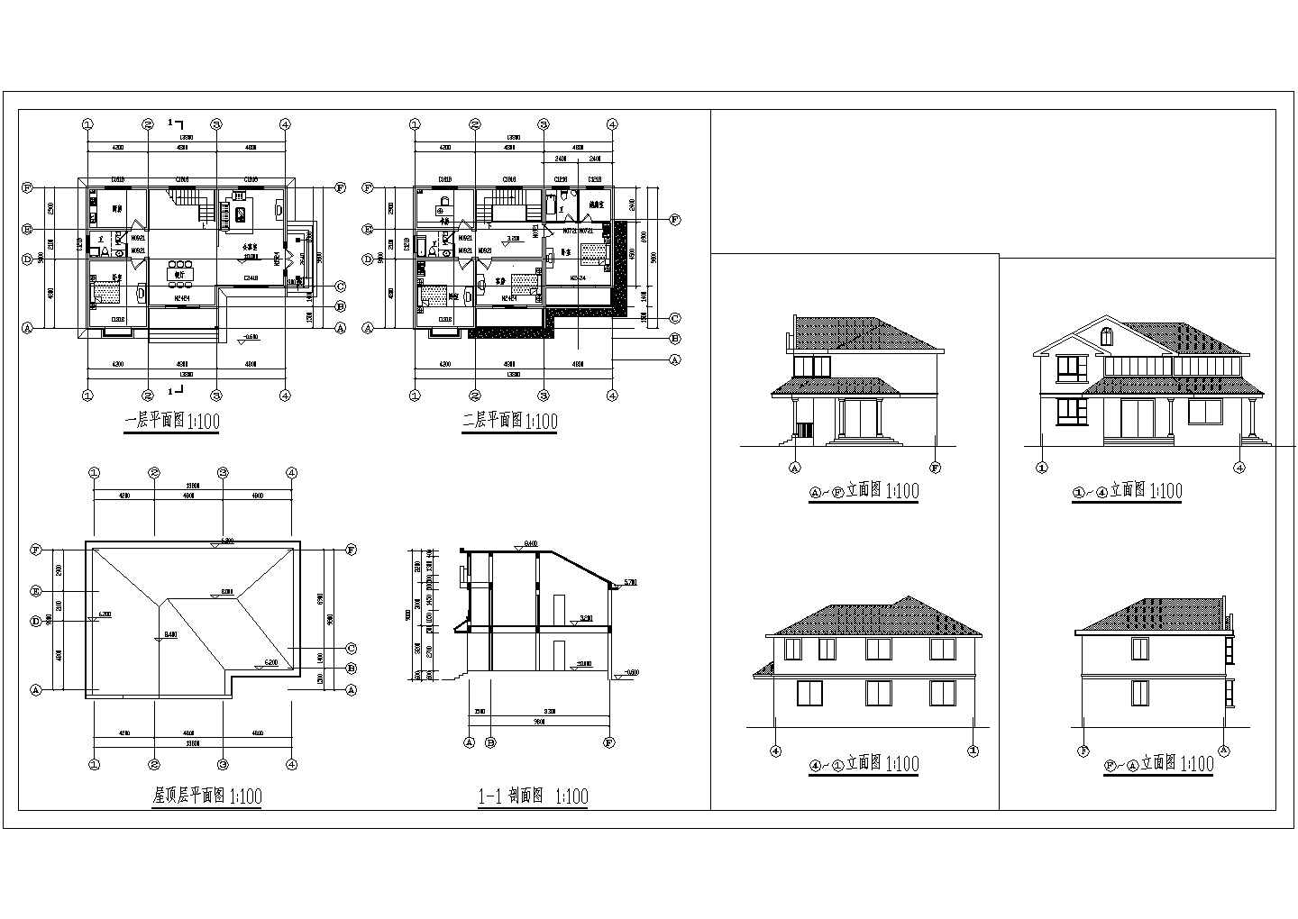 简洁二层新农村房屋建筑设计施工图纸