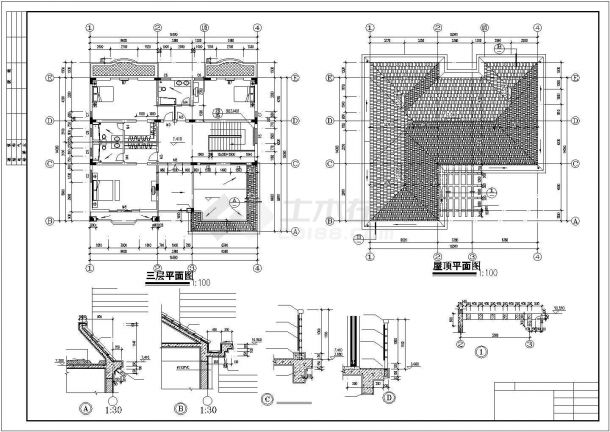 480平米3层混合单体别墅全套建筑设计CAD图纸-图二
