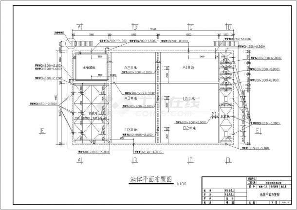 钢筋混凝土结构条形基础水池结构施工图-图二