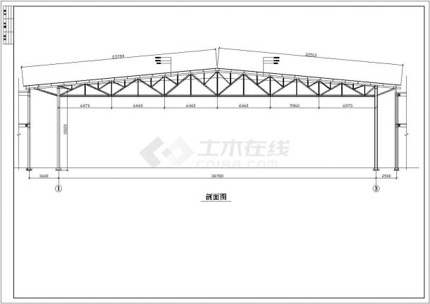 38米跨度大开间单层厂房钢结构施工图-图二