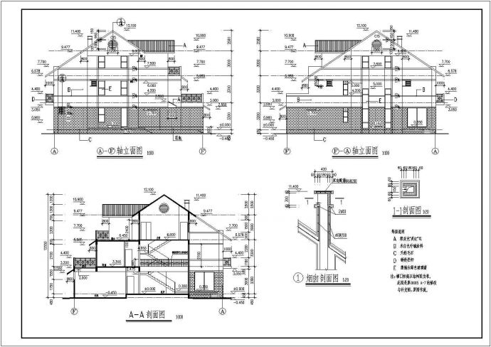带车库、休闲平台三层经典砖混农村房屋建筑方案图_图1