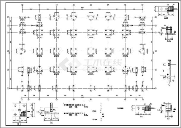 小高层工厂框架结构设计CAD布置图-图一