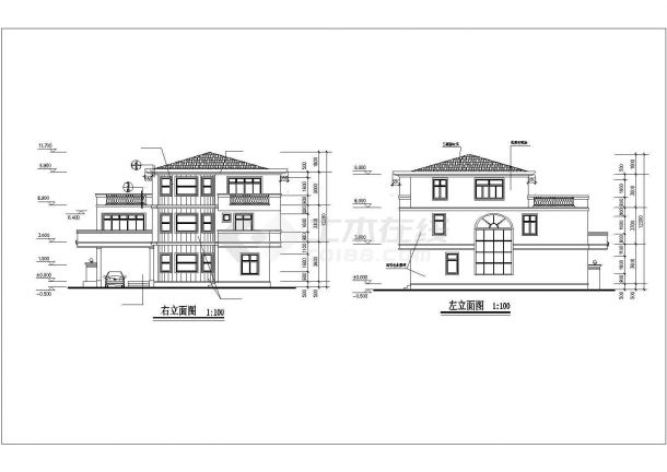 某市农村两套砖混结构别墅建筑设计施工图纸-图二