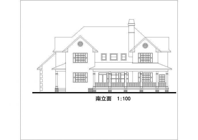 某地市美式二层别墅建筑设计施工图纸_图1