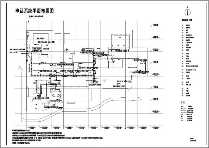 某地区工厂电话系统平面布置图（含图例）_图1