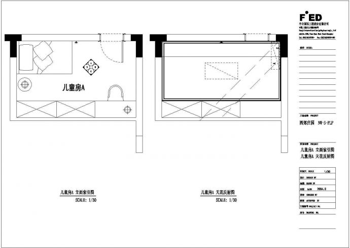 某住宅室内3F卧室装修设计施工图纸_图1