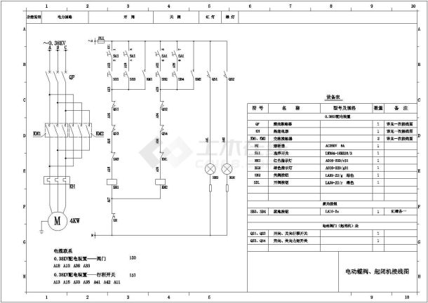 电动起闭机二次接线图（含设备表）-图一