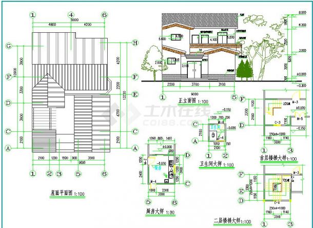 砖混农村实用二层房屋建筑设计图纸-图一