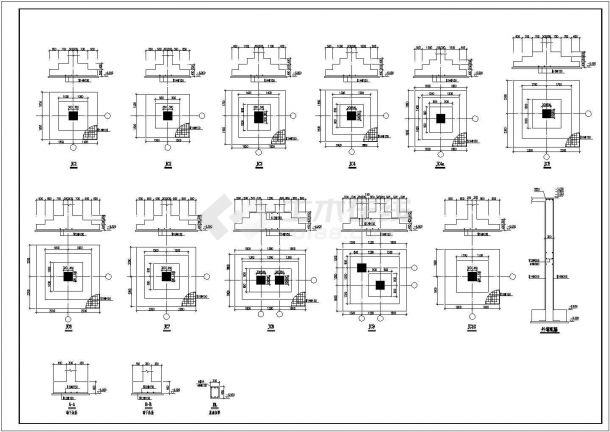 某4层框架办公楼结构CAD示意图-图二