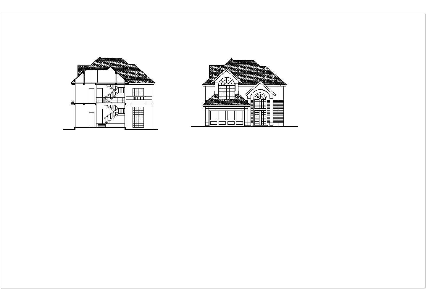 舒适二层中空小洋楼建筑设计施工图纸