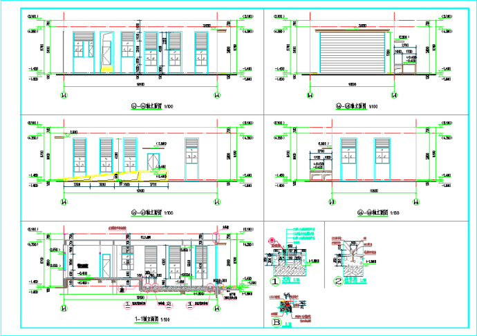 某垃圾收集站建筑平立剖面图_图1