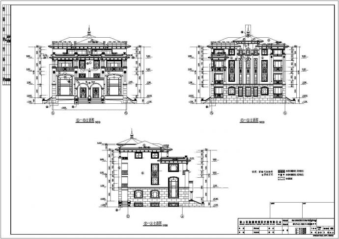 某地欧式双拼别墅建筑设计施工图纸_图1