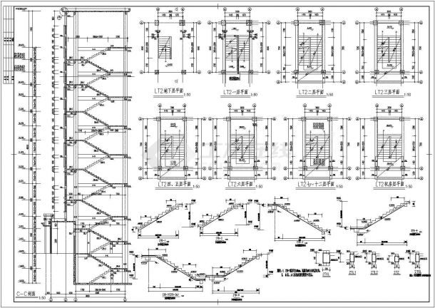 十二层桩基础框架住宅结构施工图（7度抗震）-图二