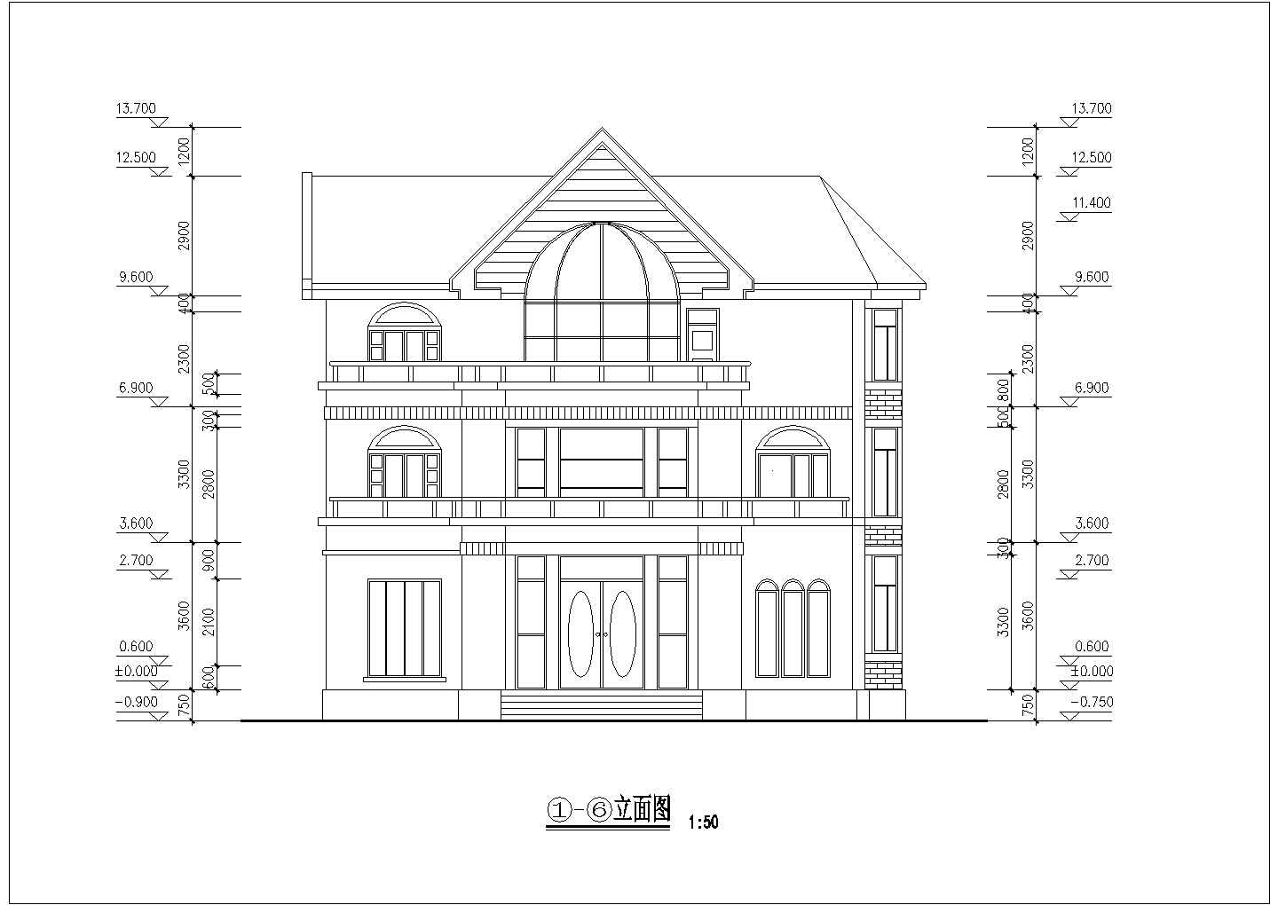 简欧风格三层舒适自建别墅建筑设计图
