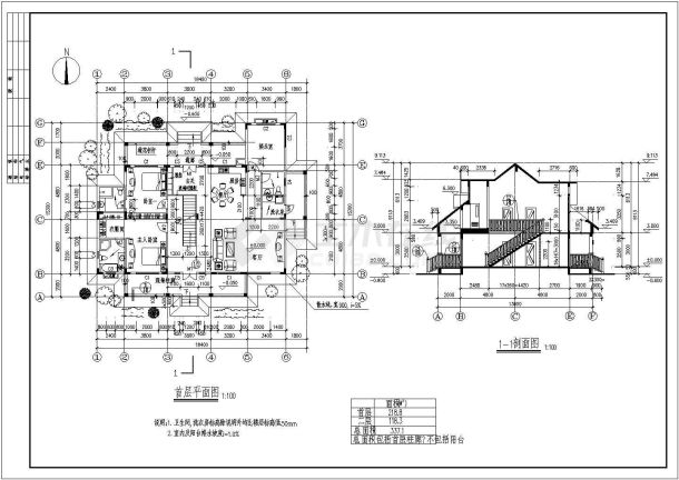 北美风格砖混二层自建别墅建筑设计图-图二