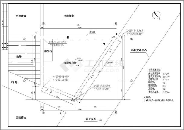 广东某257.3平方米综合楼建筑施工图纸-图一