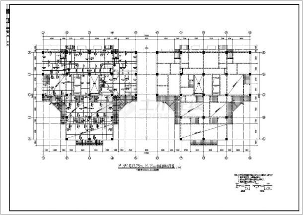 某16层框架筏板基础住宅结构设计图-图二