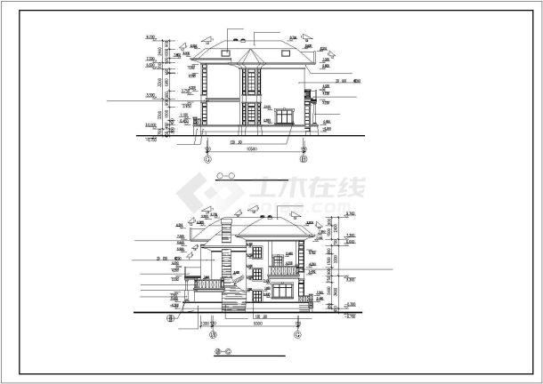 某市欧式风格三层小洋楼建筑设计施工图纸-图二