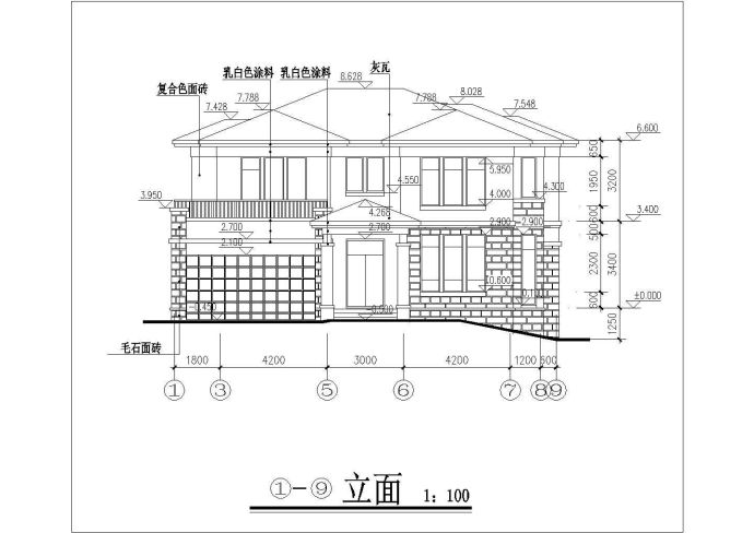 某市带半地下室坡地别墅建筑设计施工图纸_图1
