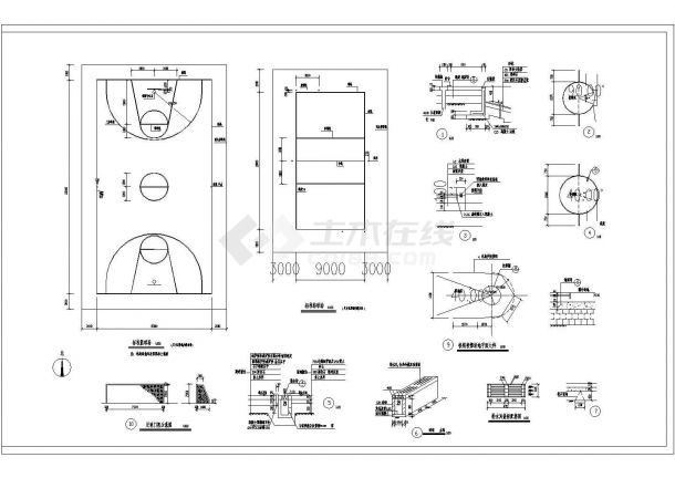 篮球场排球场施工图做法CAD详图-图一