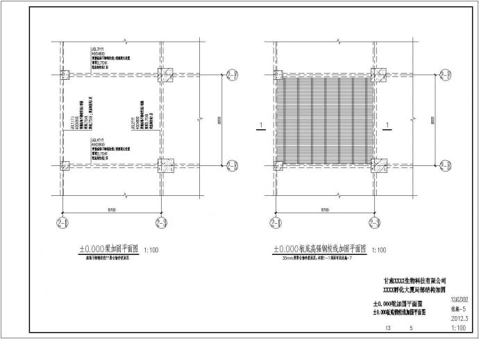 【甘肃】两层大厦车间局部加固结构施工图（8度抗震）_图1