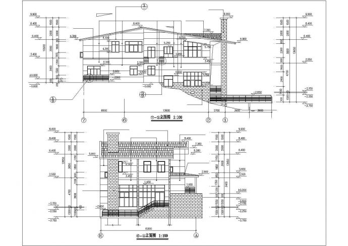 某市山地二层自建别墅建筑设计施工图纸_图1