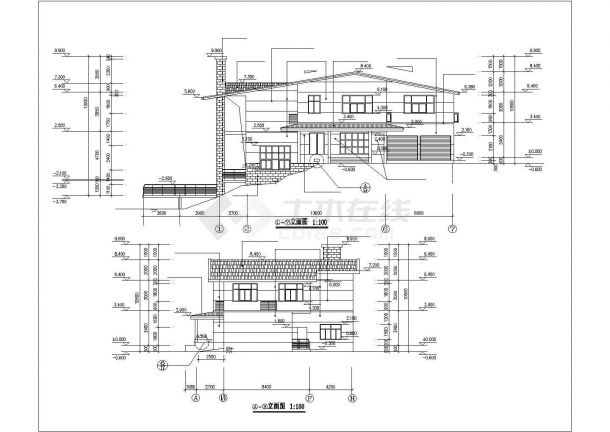 某市山地二层自建别墅建筑设计施工图纸-图二