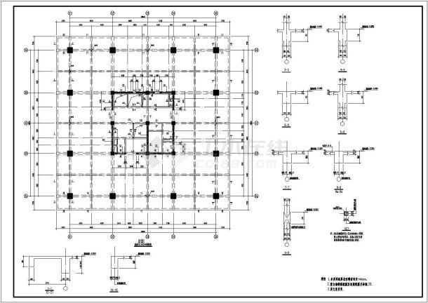 某二十一层框筒结构商业建筑结构设计施工图-图二