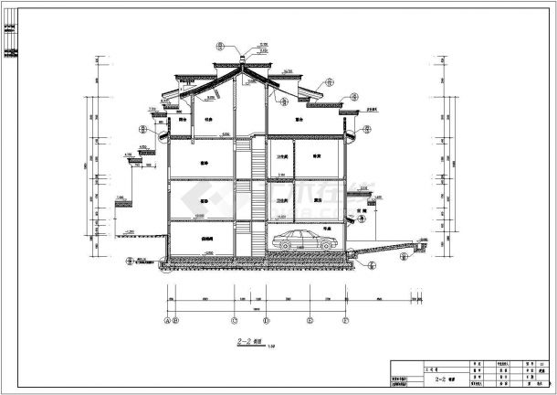 中式双拼自建三层房屋建筑设计图纸-图一
